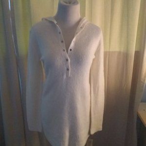 SNAP UP HOODED CREAM SWEATER XL